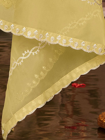 Women Ethnic Motifs Embroidered Regular Thread Work Kurta with Trousers & With Dupatta