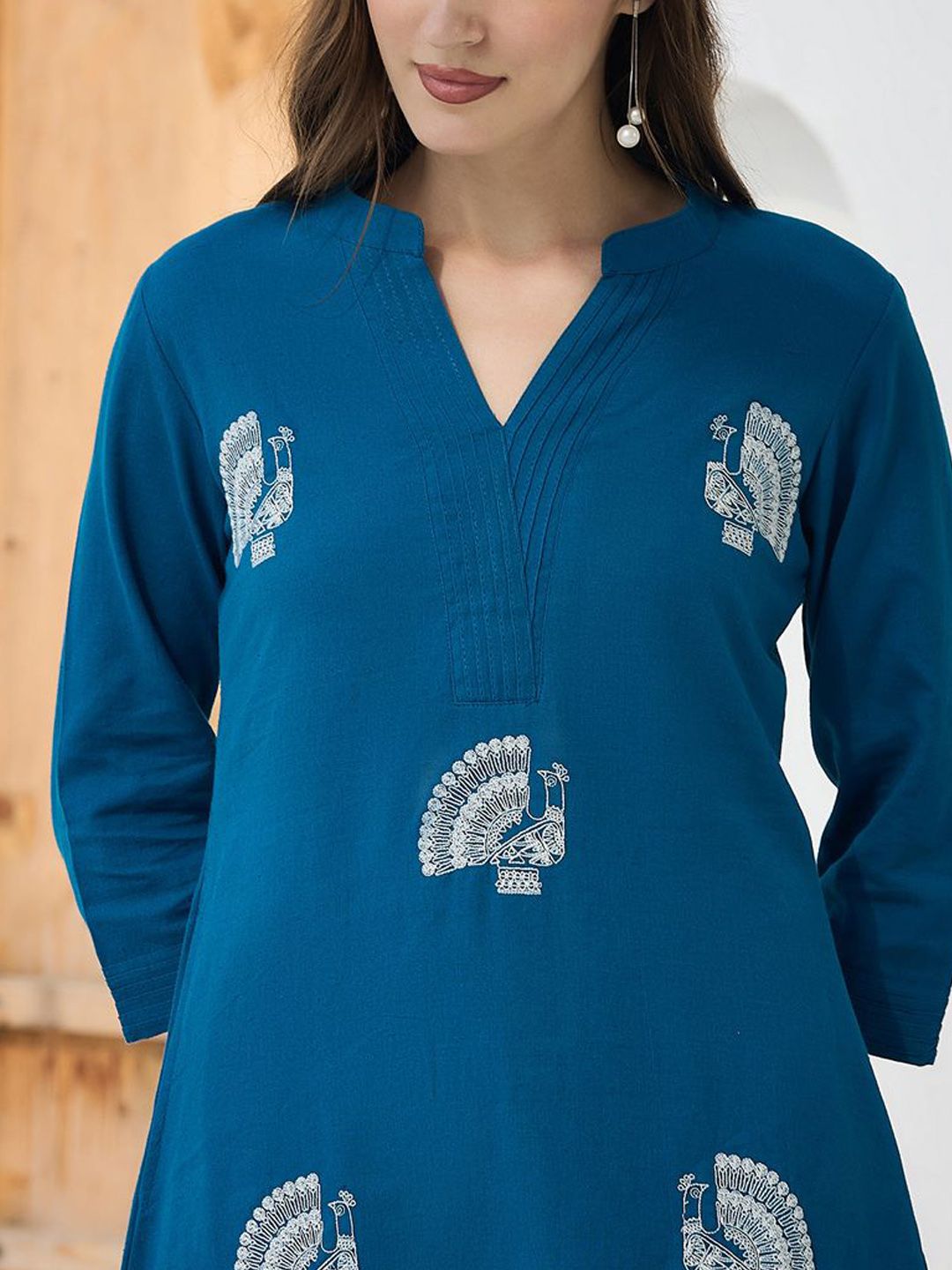 Women Ethnic Motifs Embroidered Regular Pure Cotton Kurta With Palazzos