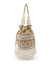 Dhiyona NR Dewdrop Fringe Camel Brown & Pearls White Ornate Embellished Velvet Potli