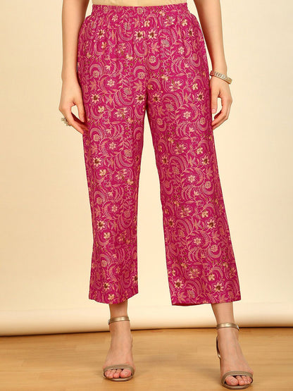 Dhiyona SO Women's Floral Printed Regular Sequinned Kurta with Palazzos