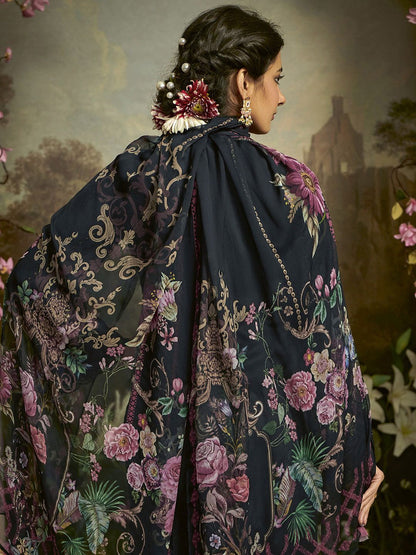 Dhiyona IE Floral Embroidered Regular Thread Work Kurta with Trousers & Dupatta