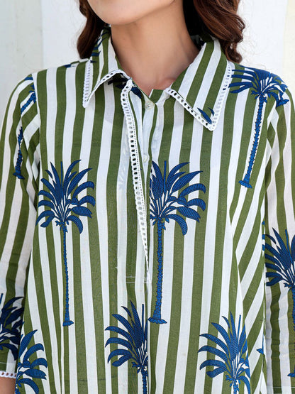 Women Floral Printed Pure Cotton A-Line Kurta with Trousers