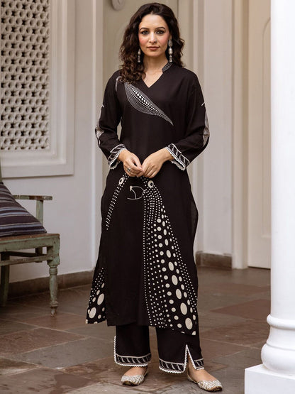 Dhiyona IE Printed Three-Quarter Sleeves Tunic With Trouser
