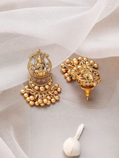 Dhiyona RJ Women's 22K Gold-Plated Divine Lakshmi Motif Temple Jewellery Set with Intricate Detailing