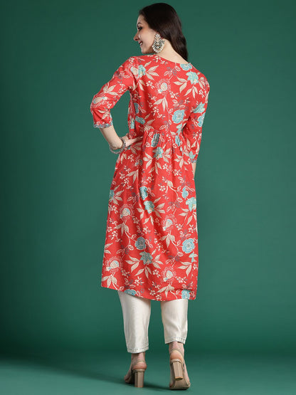 Dhiyona IE Floral Printed Pure Cotton Kurta