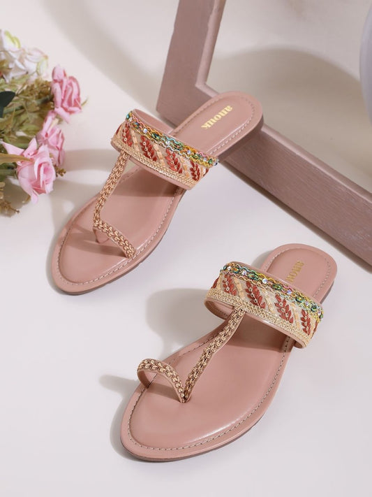 Dhiyona AK Women Embellished Open Toe Flats with Bows