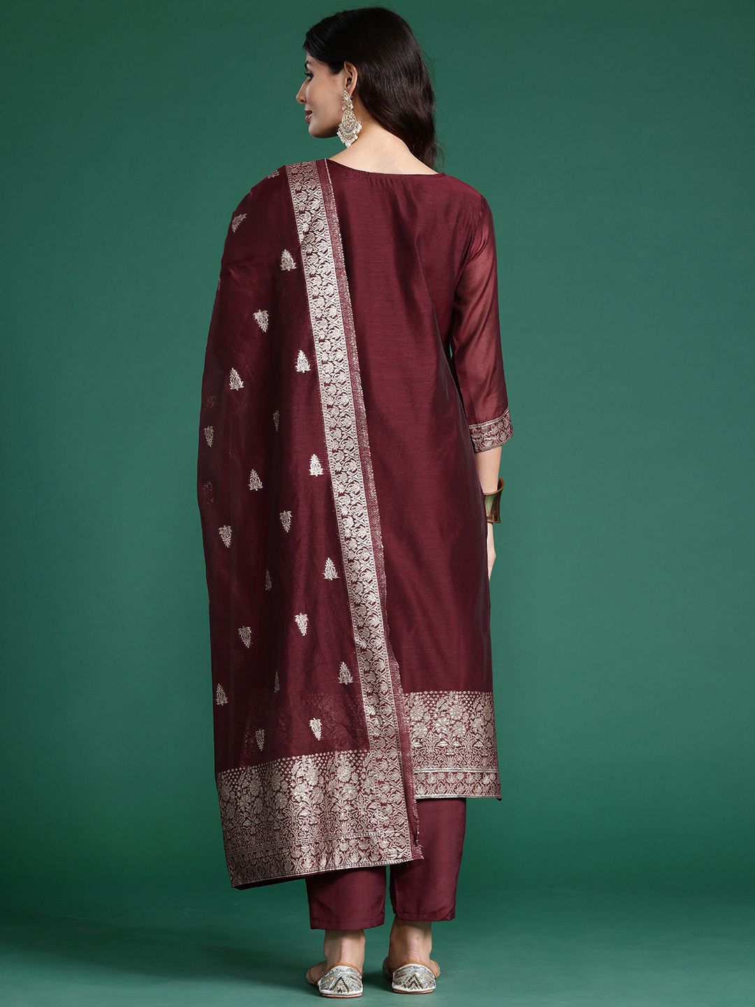 Women Ethnic Motifs Regular Kurta with Trousers & With Dupatta