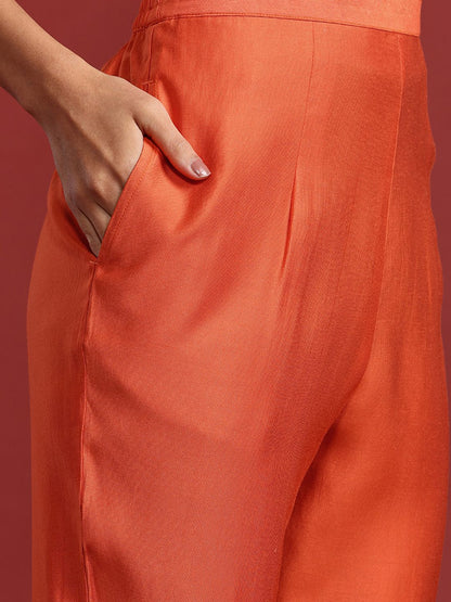 Paisley Yoke Design Zari Liva Kurta With Trousers & Dupatta