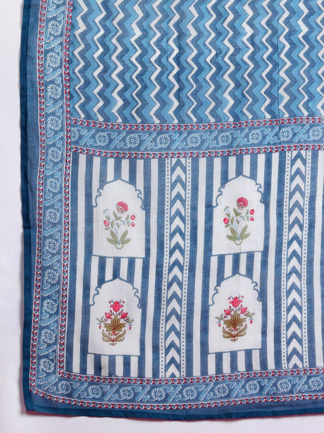 Dhiyona IE Ethnic Motifs Printed Sequinned Pure Cotton Kurta with Trousers & With Dupatta