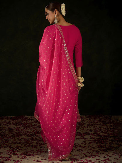 Women Ethnic Motifs Embroidered Regular Sequinned Kurta with Trousers & With Dupatta