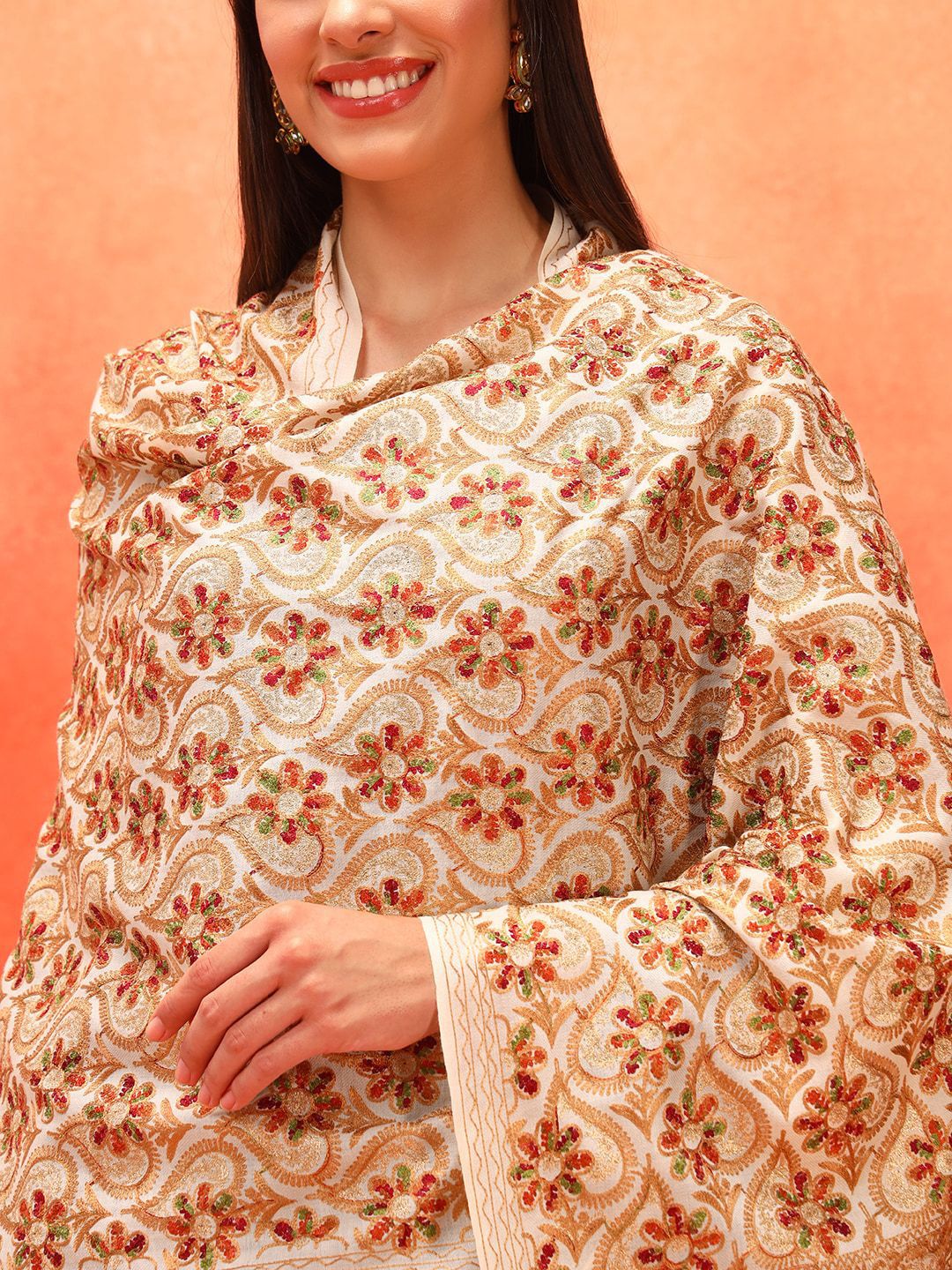 Dhiyona PA Floral Embroidered Woolen Shawl