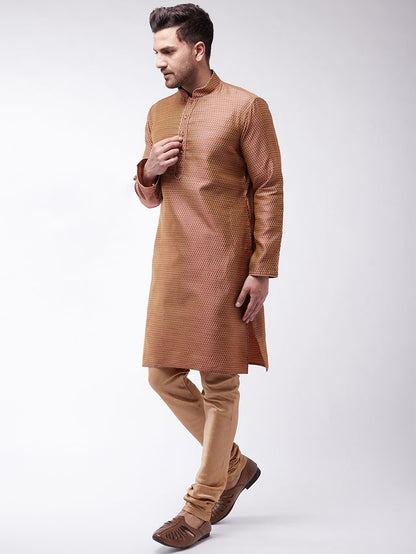 Men's Maroon Silk Blend Straight Kurta Pyjama Set