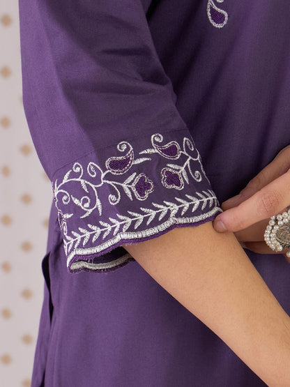 Women Ethnic Motifs Embroidered Regular Thread Work Kurta with Trousers & With Dupatta