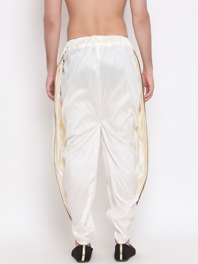 Men's Cream Silk Blend Regular Dhoti