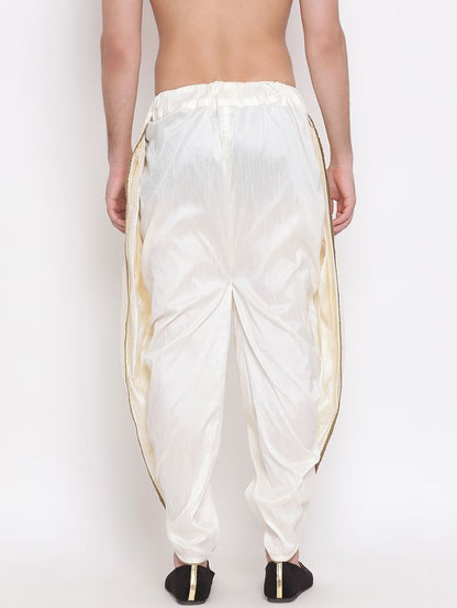 Men's Cream Silk Blend Regular Dhoti