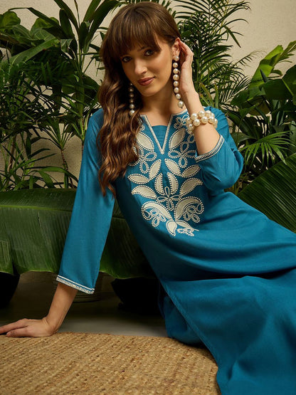 Dhiyona IE Floral Embroidered Top With Trousers Co-Ords