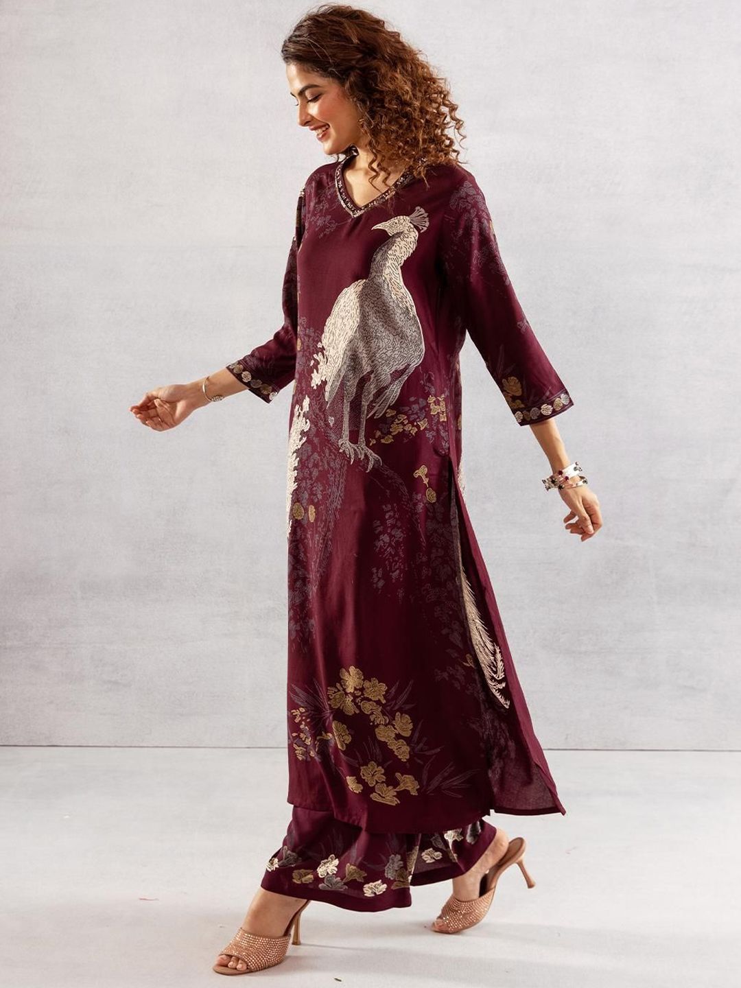 Dhiyona IS Women's Women Animal Printed Kurta with Palazzo