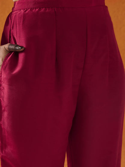 Dhiyona IE Ethnic Motifs Embroidered Thread Work Straight Kurta With Trousers & Dupatta