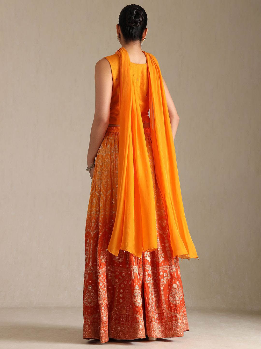 Dhiyona SO Women's Women Embroidered Crop Top Palazzos & Dupatta