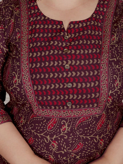 Dhiyona KL Women Paisley Printed Pure Cotton Kurta with Palazzos & With Dupatta