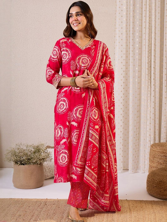 Women Floral Printed Kurta with Trousers & Dupatta