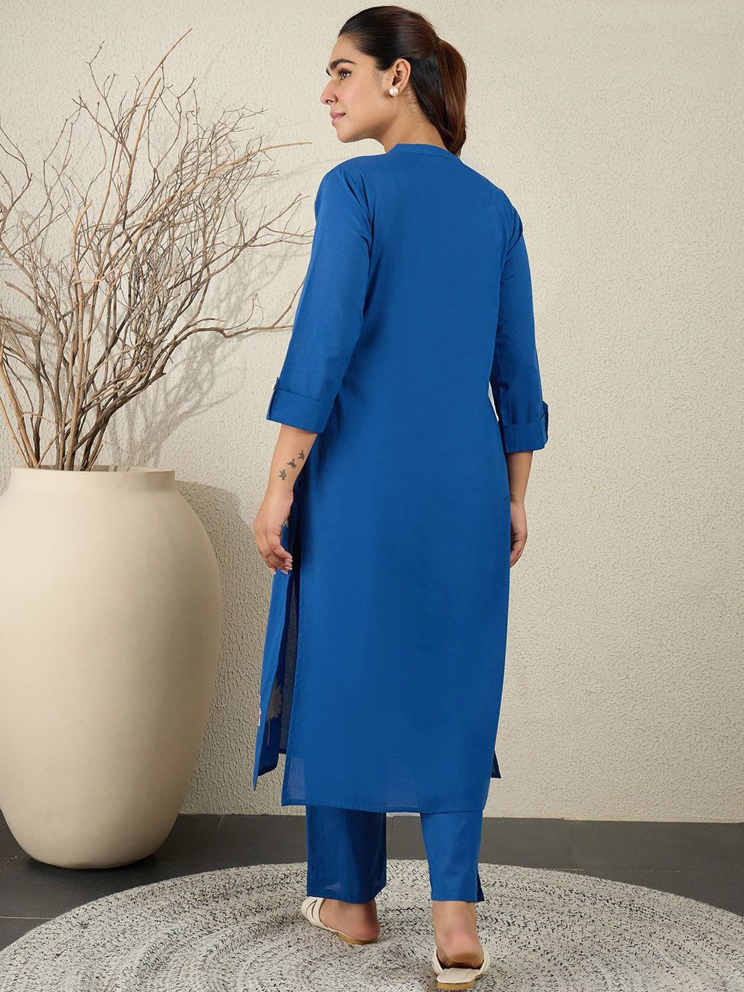 Women Ethnic Motifs Printed Cotton A-Line Kurta with Trousers