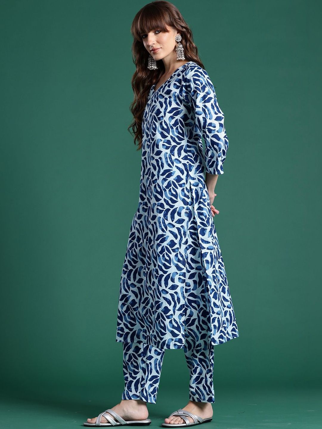 Women Printed Regular Pure Cotton Kurta with Trousers