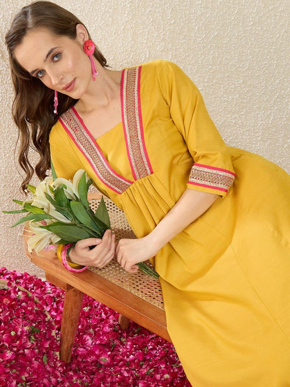 Dhiyona IE Printed Square Neck Three-Quarter Sleeves Top With Trousers