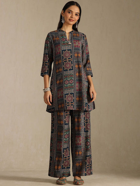 Dhiyona SO Women's Women Ethnic Motifs Printed Regular Thread Work Kurta with Palazzos