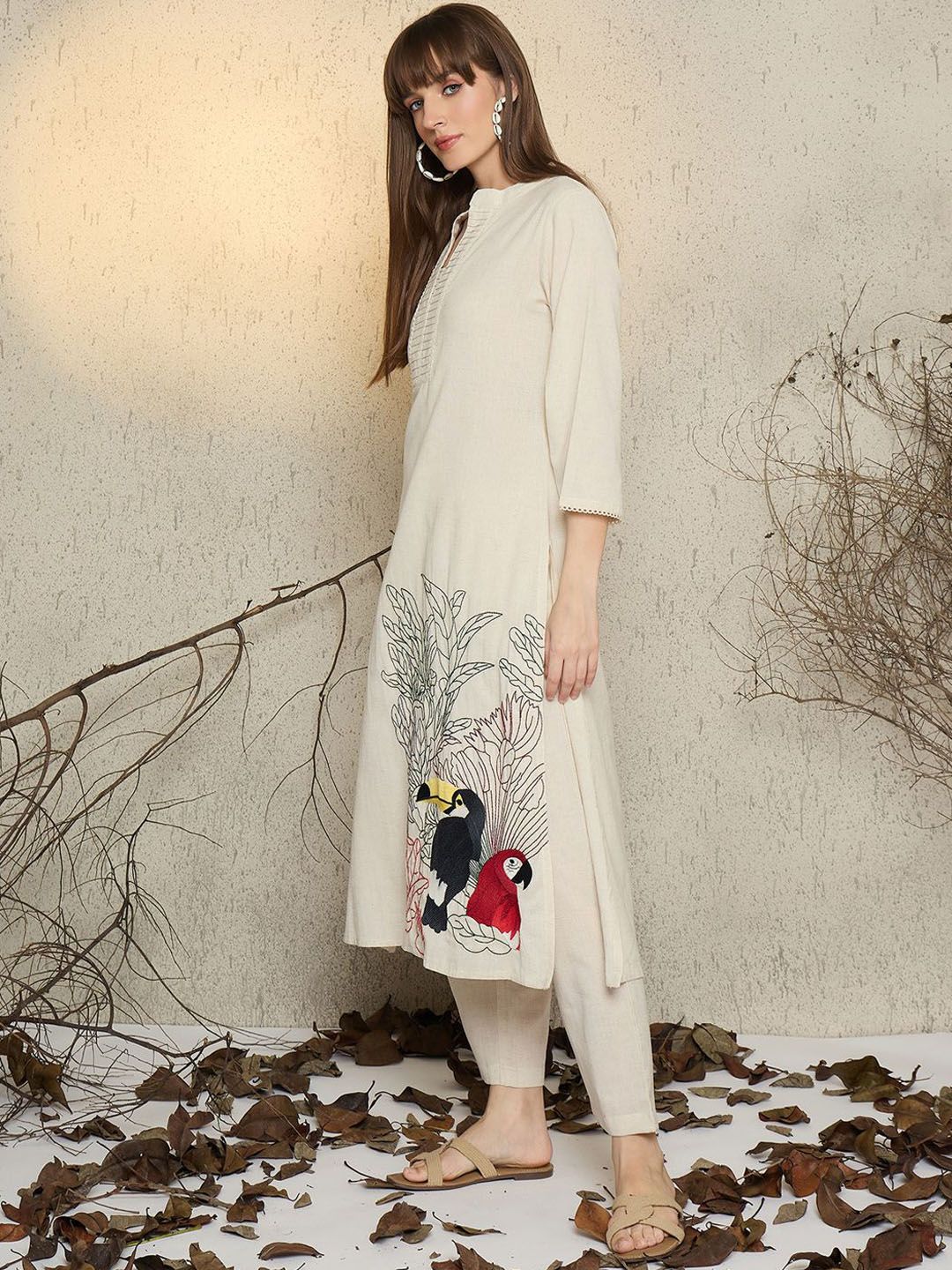Women Ethnic Motifs Embroidered Pure Cotton Kurta with Palazzo