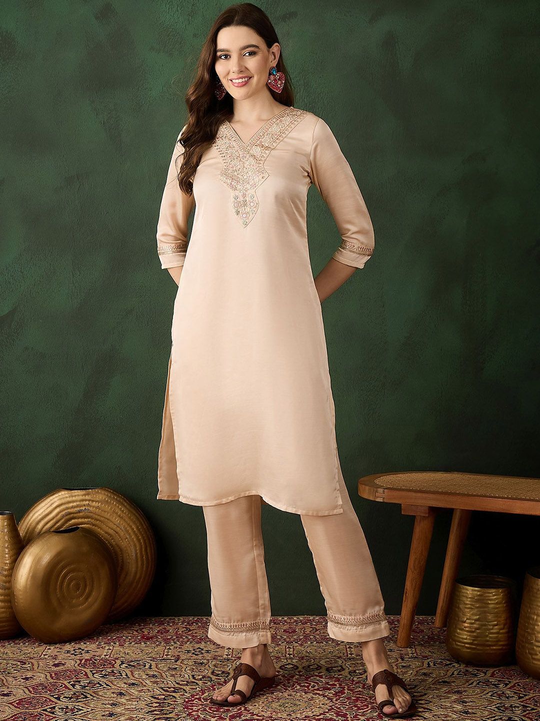 Dhiyona SN Women's Ethnic Motifs Designer & Jari Work Kurta With Trousers