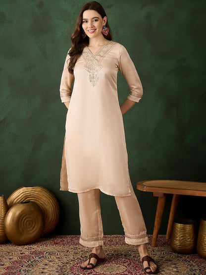 Dhiyona SN Women's Ethnic Motifs Designer & Jari Work Kurta With Trousers