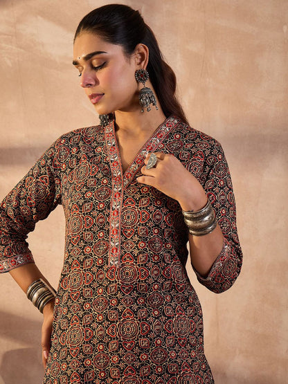 Dhiyona IE Printed Pure Cotton Tunic With Trousers