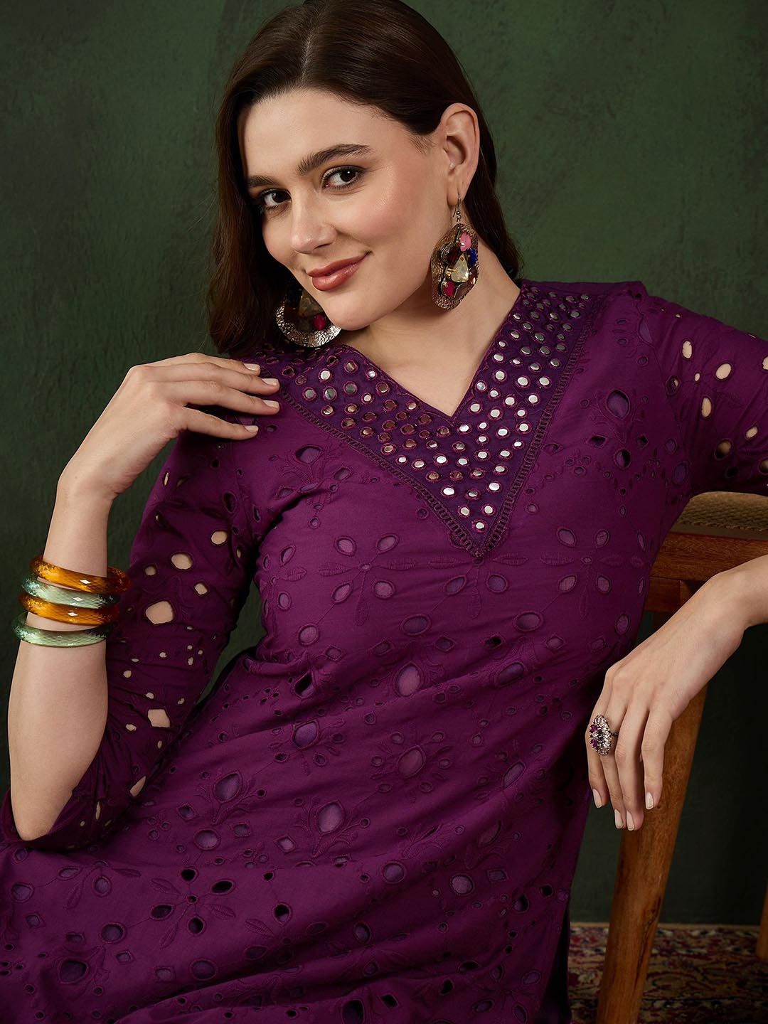 Dhiyona SN Women's Embroidered Pure Cotton Kurta & Trouser