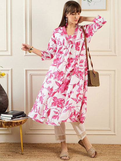 Dhiyona IE Floral Printed Anarkali Kurta