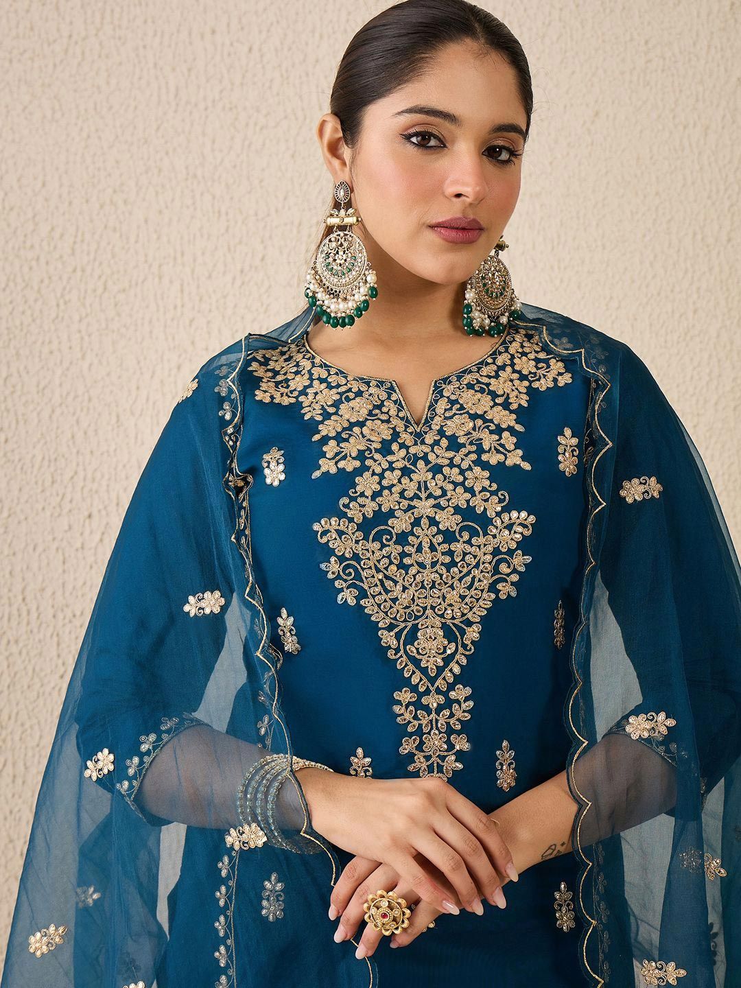 Dhiyona IE Women's Women Ethnic Motifs Printed Kurta with Trousers & Dupatta