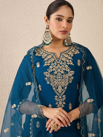 Dhiyona IE Women's Women Ethnic Motifs Printed Kurta with Trousers & Dupatta