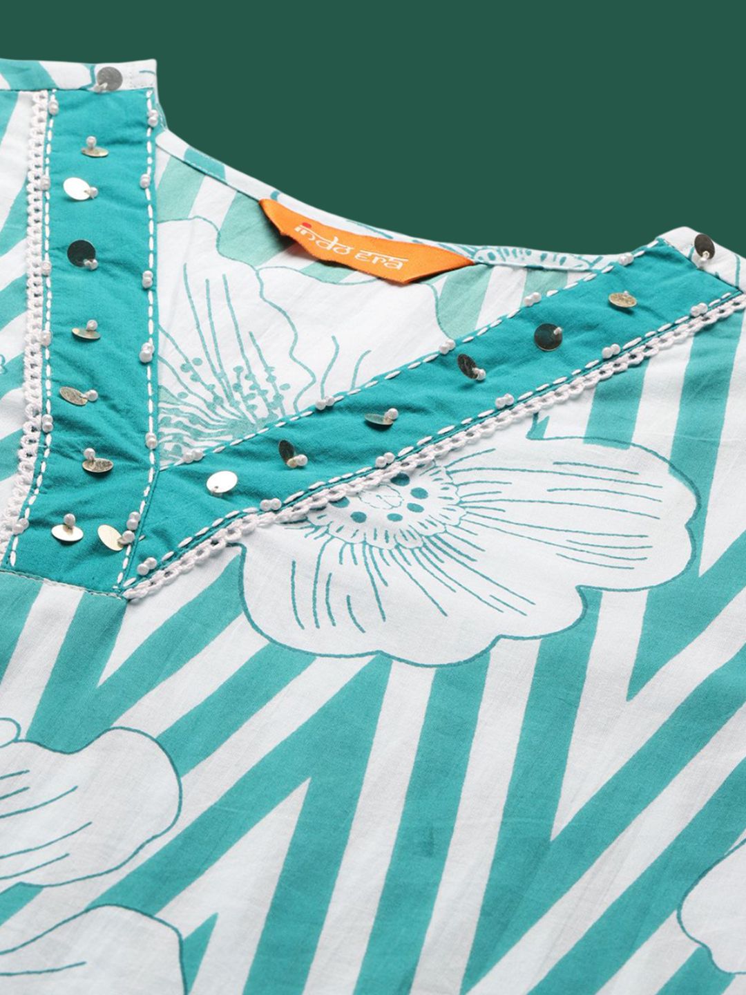 Dhiyona IE Printed Pure Cotton Top With Trousers Co-Ords