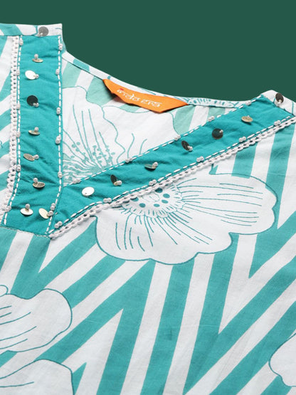 Dhiyona IE Printed Pure Cotton Top With Trousers Co-Ords