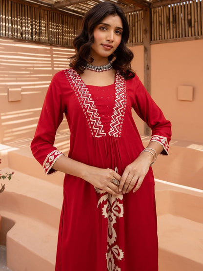 Women Ethnic Motifs Embroidered A-Line Kurta with Palazzos