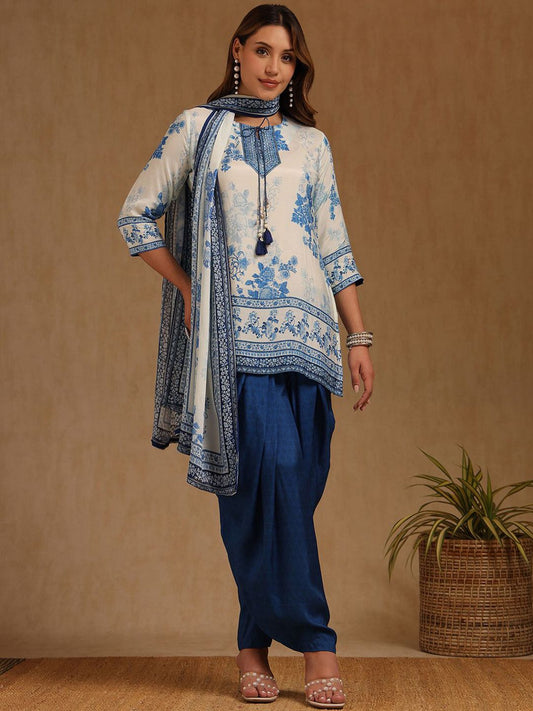 Dhiyona SO Women's Women Floral Printed Kurti with Patiala & Dupatta