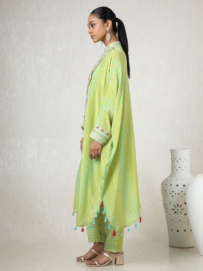 Dhiyona SO Women's Women Printed Regular Thread Work Kurta with Trousers
