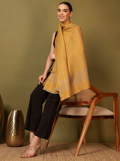 Dhiyona PA Striped Woven Design Woolen Reversible Shawl