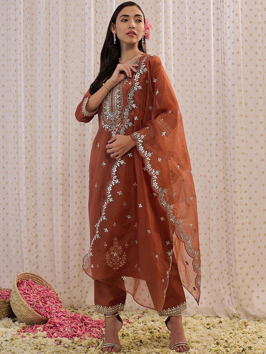 Women Ethnic Motifs Embroidered Kurta with Trousers & Dupatta