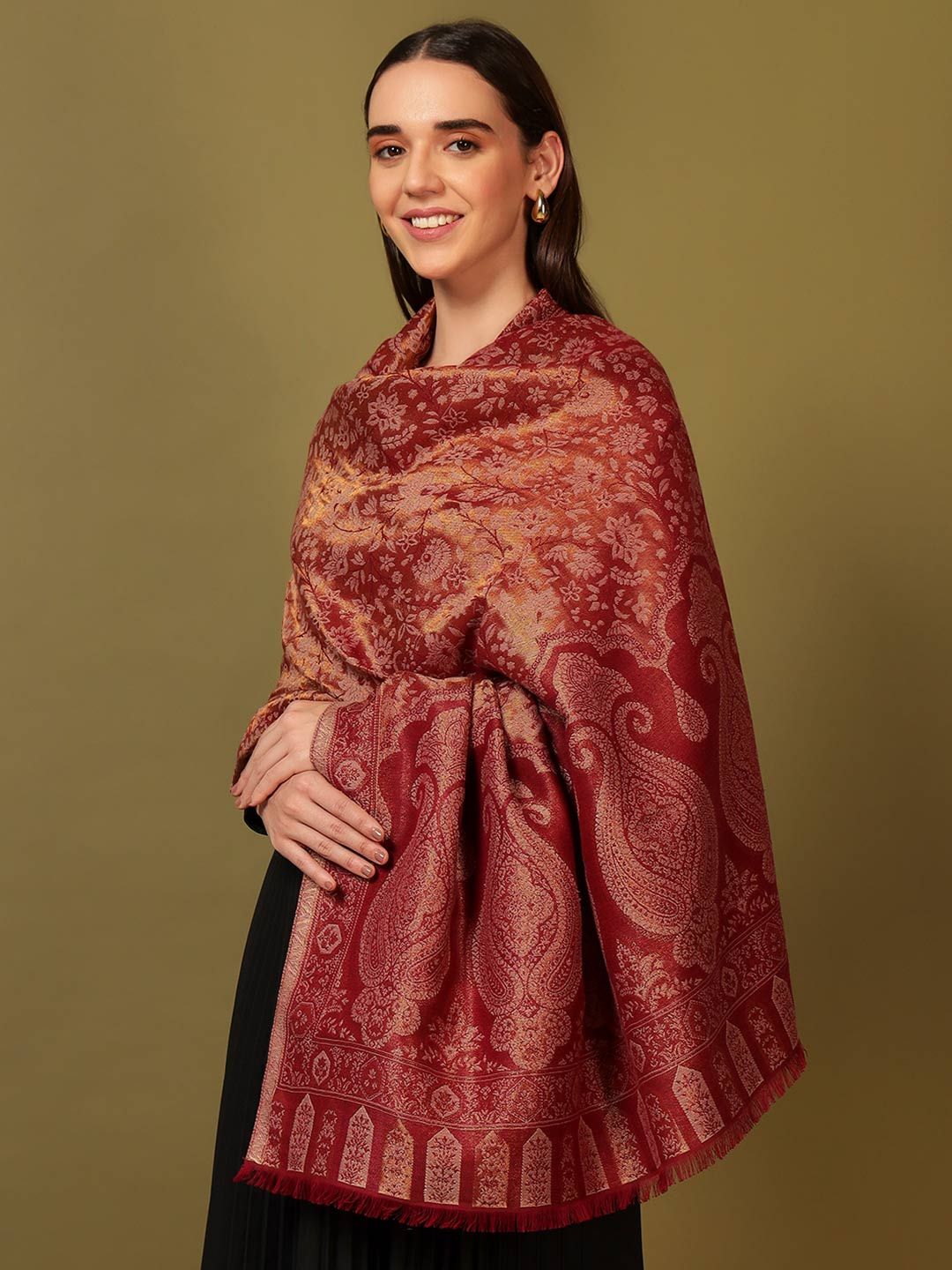 Dhiyona PA Paisley Woven Design Hunar Zari Kaani Shawl