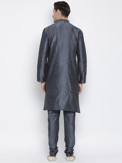 Men's Dark Green Silk Blend Straight Kurta Pyjama Set