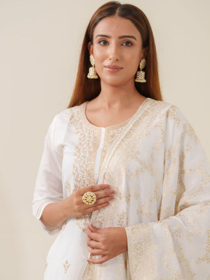 Dhiyona PD Women Ethnic Motifs Woven Design Kurta With Trousers & Dupatta