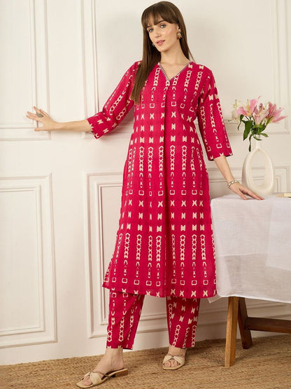 Women Printed Regular Pure Cotton Kurta with Trousers