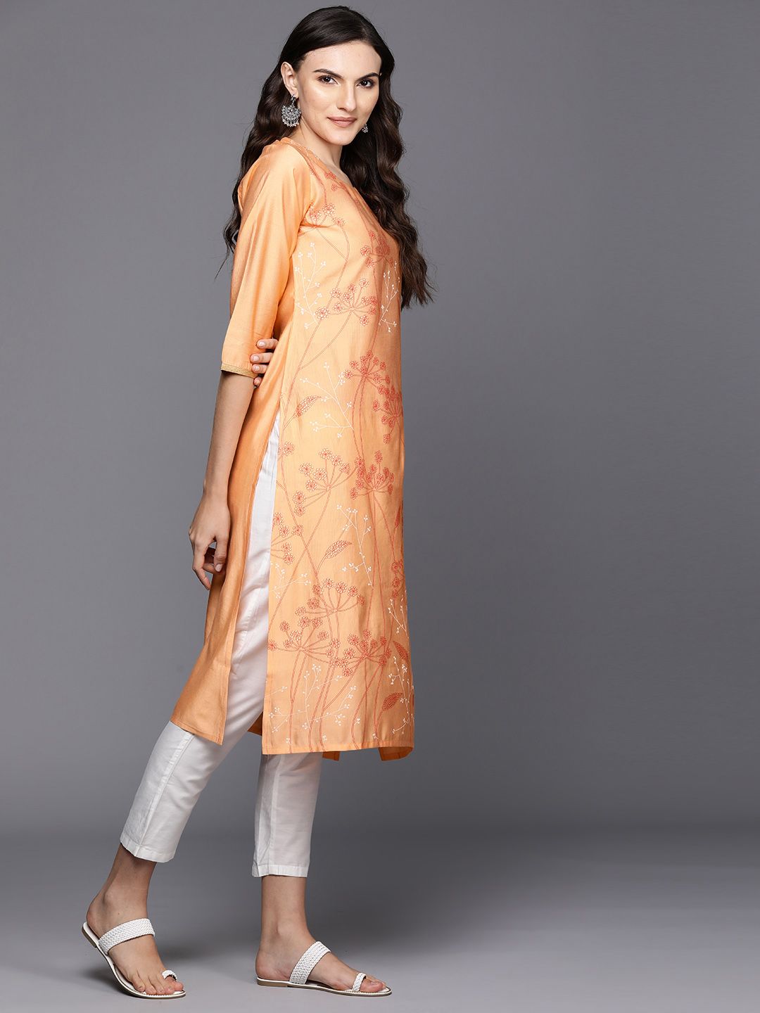 Dhiyona IE Pack Of 2 Ethnic Motifs Foil Printed Straight Kurta