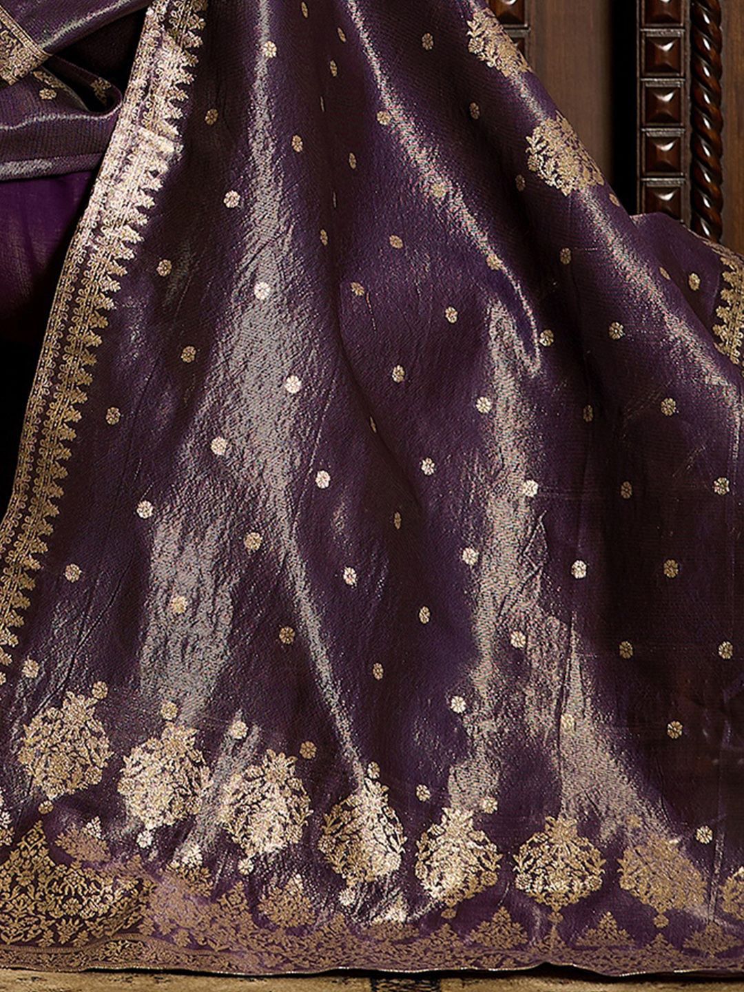 Ethnic Motifs Woven Design Zari Straight Kurta With Trousers & Dupatta